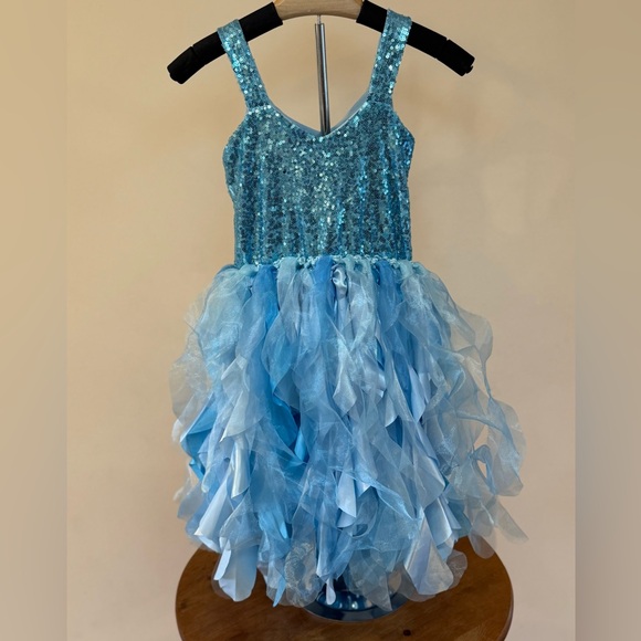 Blue Tutu Dress, Sparkly Sequin, Tulle Dress For Girls (Size 6) - Picture 3 of 8